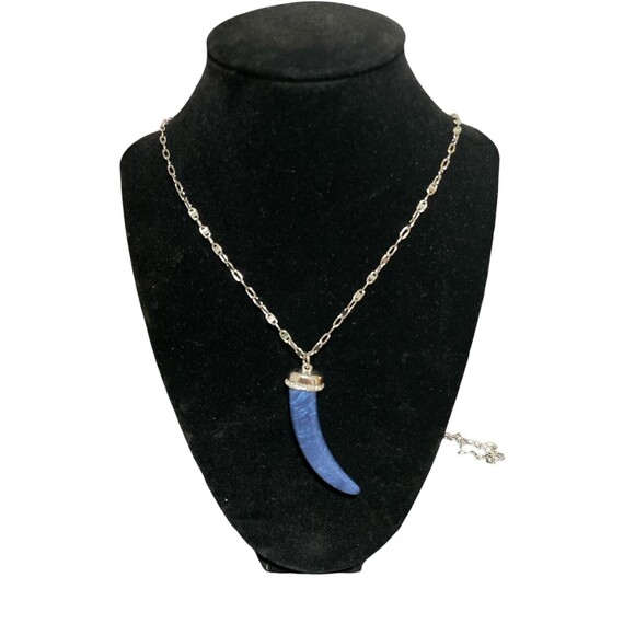 White House Black Market Jewelry - White House Black Market Horn Pendant Corno Cornicello Swirled Blue Necklace 36”
